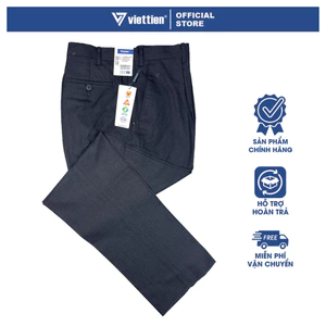 VIETTIEN SALE - Quần Tây Việt Tiến, Màu Xám Than, Họa Tiết Trơn, Form Regular Có Ly