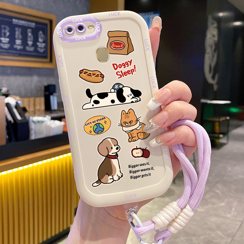 Ốp Lưng OPPO A7 A5s A12 A12s A11K Case Động vật nhỏ Với Lanyard