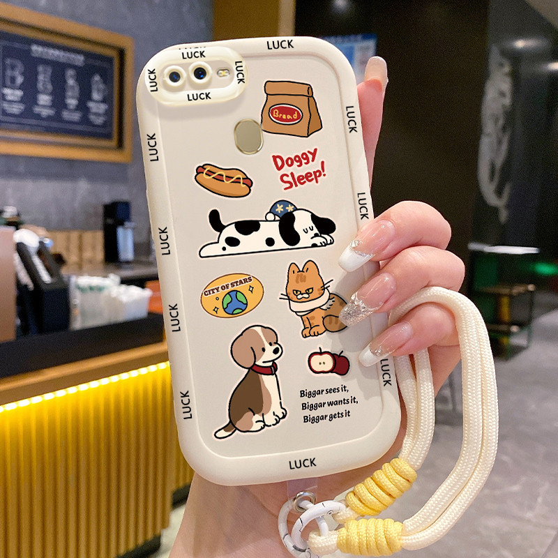 Ốp Lưng OPPO A7 A5s A12 A12s A11K Case Động vật nhỏ Với Lanyard