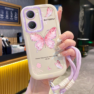 Ốp Lưng VIVO Y03 Y03T Y18 Y18E Y18I Y18T Y28s 5G Y37 5G Case Bướm đáng yêu Với Lanyard