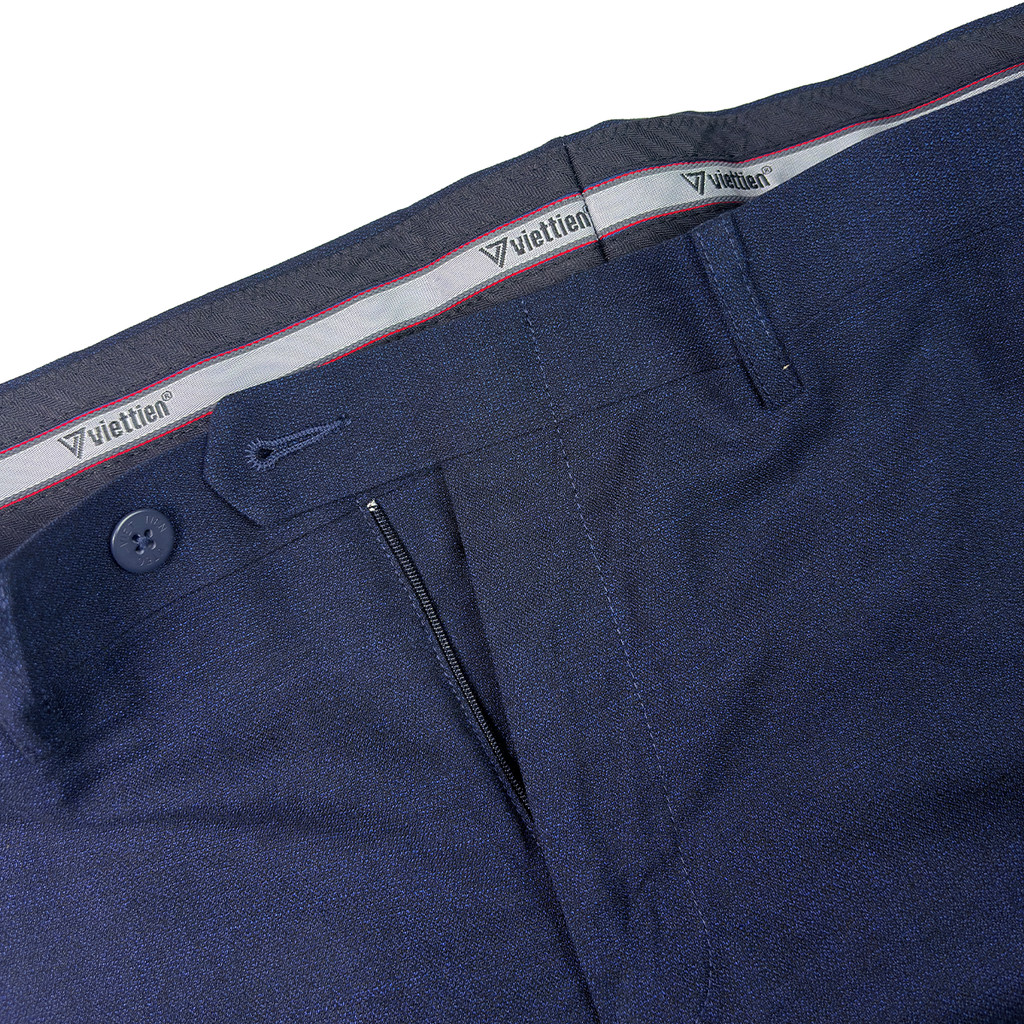 VIETTIEN SALE - Quần Tây Việt Tiến, Màu Xanh Navy, Họa Tiết Trơn, Form Regular Fit Không Ly