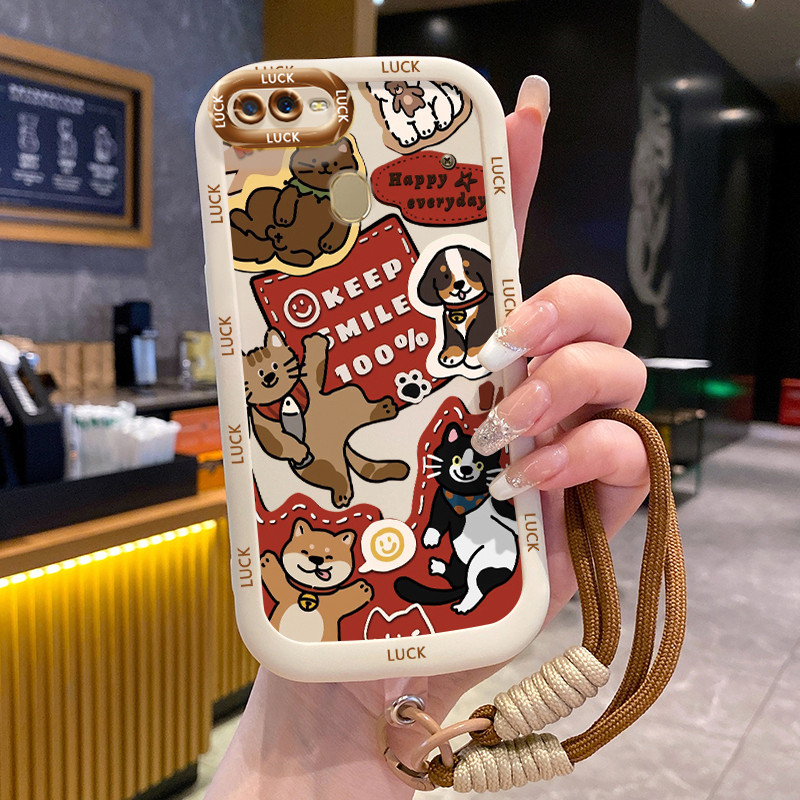 Ốp Lưng OPPO A7 A5s A12 A12s A11K Case Động vật nhỏ Với Lanyard