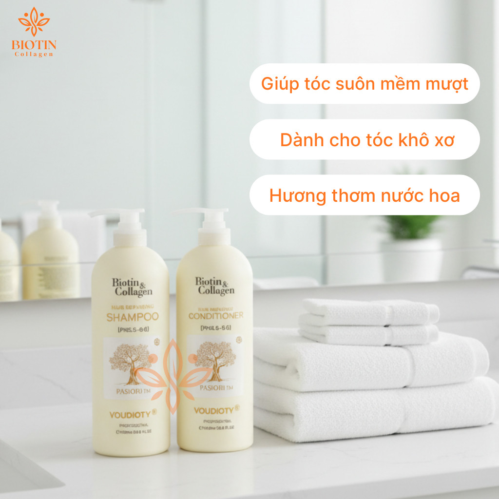 Dầu Gội Xả Biotin Collagen Voudioty Vàng 500Ml/1000Ml Siêu Mượt Tóc, Giảm Rụng, Phục Hồi Tóc Khô Xơ, Hư Tổn ( Mẫu 2021 )