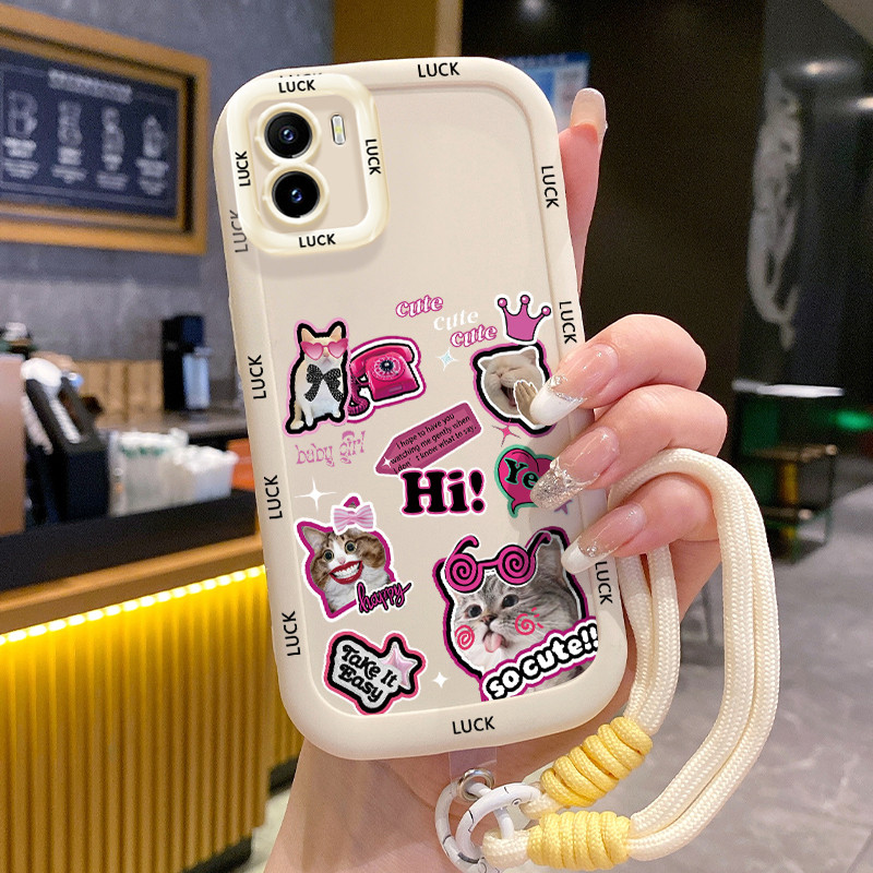 Ốp Lưng VIVO Y15S Y15A Y15C Y01 Case Mèo đáng yêu Với Lanyard