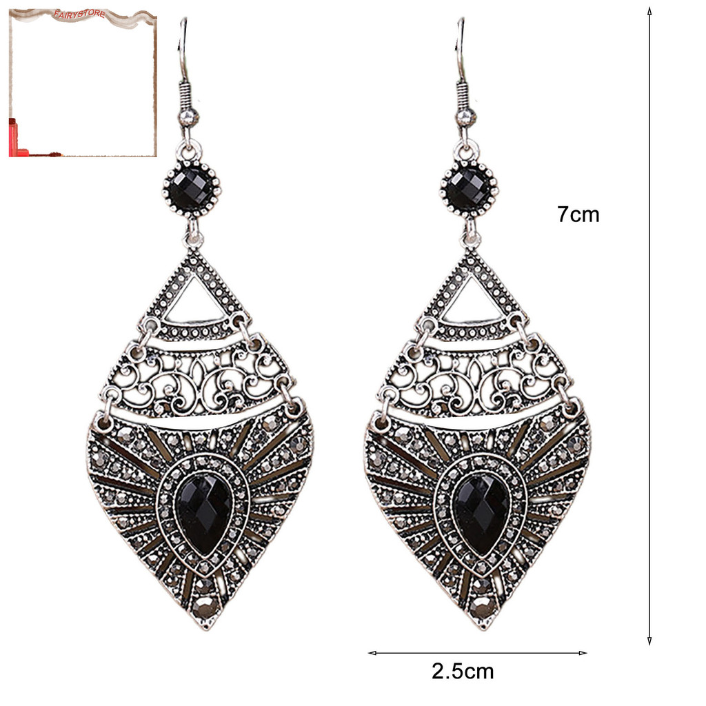 Bông tai thả phong cách dân tộc bằng hợp kim rỗng giọt nước - Trang sức thời trang cho nữ