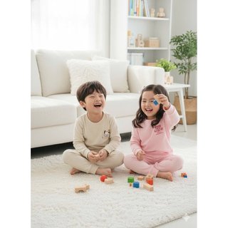 BM2510ST02 - Bộ cotton Beemon 2 màu hồng/be cho bé size 110-150