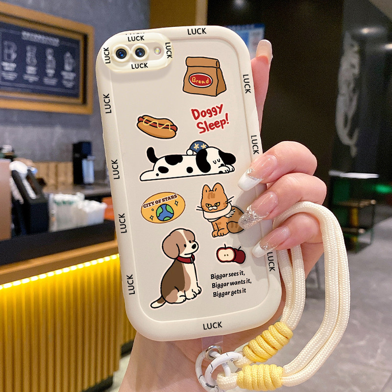Ốp Lưng OPPO A5 A3s A12E Realme C1 Case Động vật nhỏ Với Lanyard