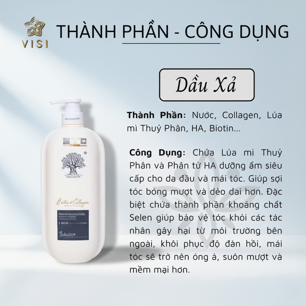 Dầu Xả Biotin Collagen Voudioty Giảm Rụng, Phục Hồi, Kiềm Dầu, Ngăn Gàu 500ml/1000ml (Mẫu Mới)