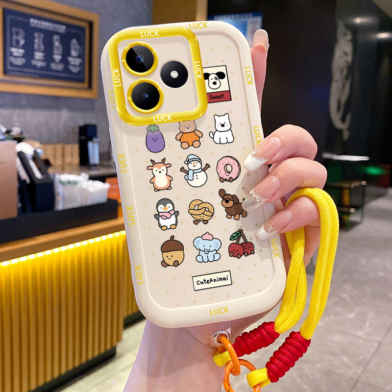 Ốp Lưng Realme C53 C51 C51s C35 Note 50 Narzo N53 Narzo 50A Prime  Case Hoạt hình Với Lanyard