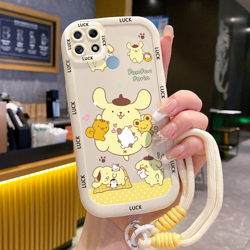 Ốp Lưng Realme C12 C15 C25 C25s C21Y C25Y Narzo 20 Narzo 30A Narzo 50A Case Động vật nhỏ Với Lanyard