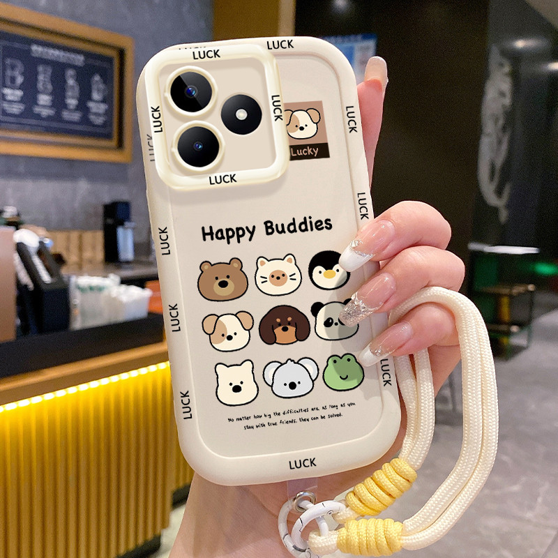 Ốp Lưng Realme C53 C51 C51s C35 Note 50 Narzo N53 Narzo 50A Prime  Case Hoạt hình Với Lanyard