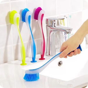 3 Miếng Bàn Chải Vệ Sinh Dụng Cụ Nhà Bếp Hút Tay Cầm Dài Nhiều Màu Sắc Bàn Chải Rửa Chén Bàn Chải Làm Sạch