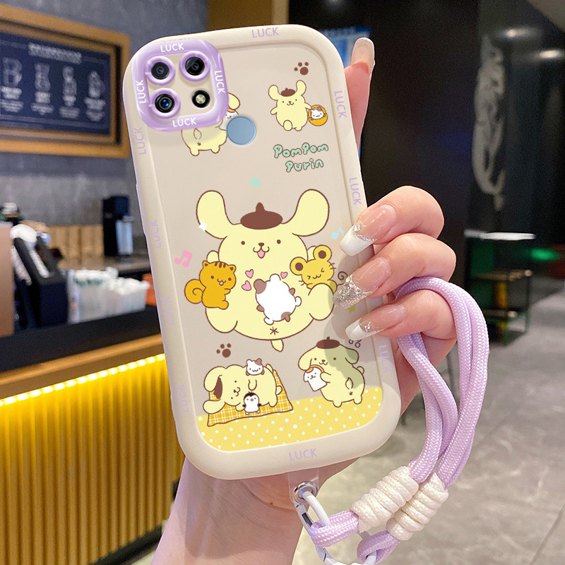 Ốp Lưng Realme C12 C15 C25 C25s C21Y C25Y Narzo 20 Narzo 30A Narzo 50A Case Động vật nhỏ Với Lanyard
