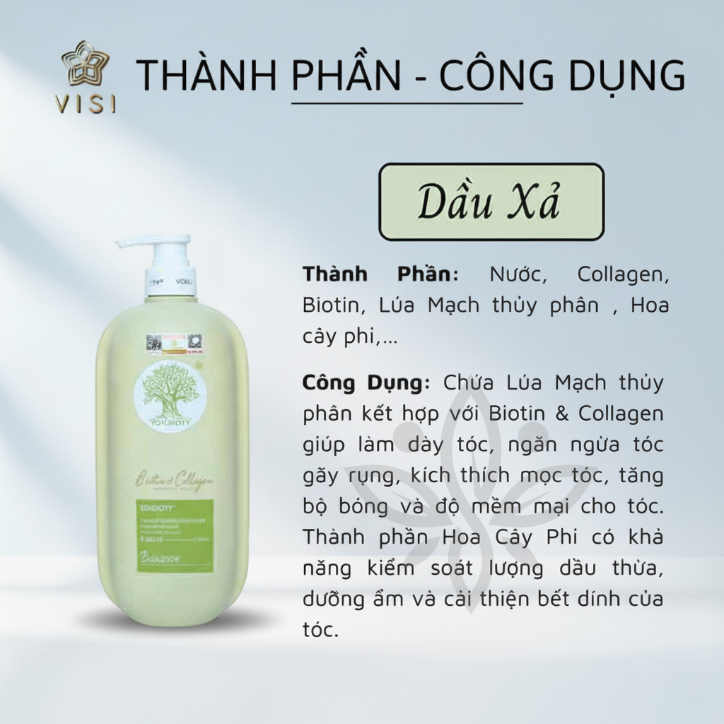 Dầu Xả Biotin Collagen Voudioty Giảm Rụng, Phục Hồi, Kiềm Dầu, Ngăn Gàu 500ml/1000ml (Mẫu Mới)