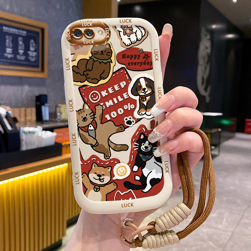 Ốp Lưng OPPO A5 A3s A12E Realme C1 Case Động vật nhỏ Với Lanyard