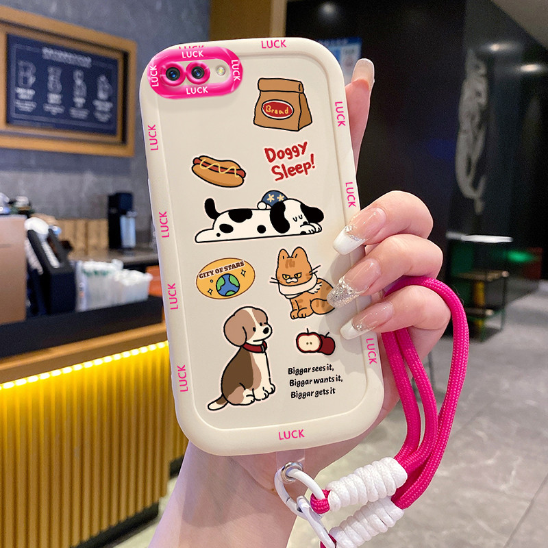 Ốp Lưng OPPO A5 A3s A12E Realme C1 Case Động vật nhỏ Với Lanyard