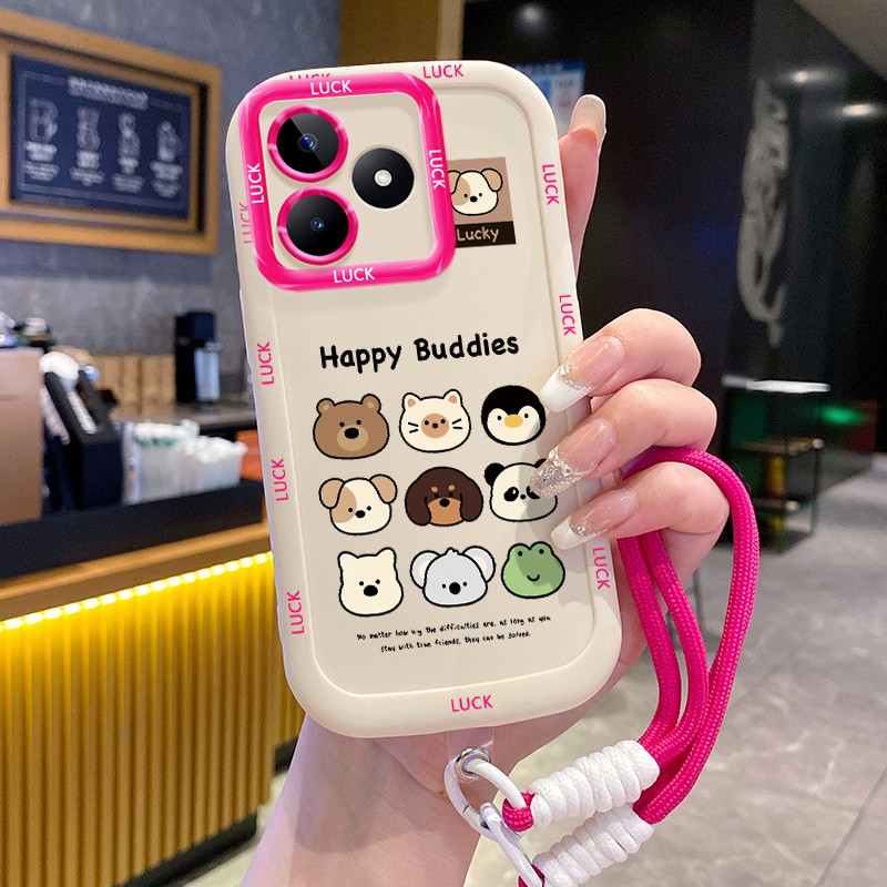 Ốp Lưng Realme C53 C51 C51s C35 Note 50 Narzo N53 Narzo 50A Prime  Case Hoạt hình Với Lanyard
