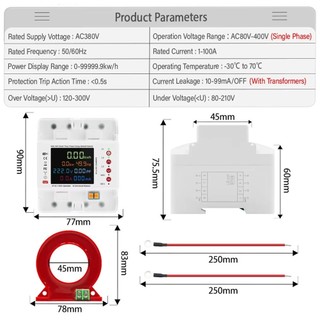 [FUXIN] Máy đo năng lượng hai chiều WiFi thông minh Tuya có bộ bảo vệ rò rỉ