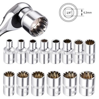 [FUXIN] Đầu ổ cắm ngắn gương 12 điểm 1 / 4 cho bộ chuyển đổi cờ lê Ratchet Torx Bit