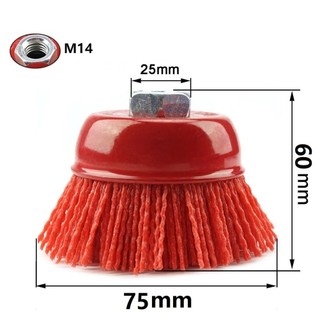 [FUXIN] 75mm * cho M14 Cup Bàn chải mài mòn Nylon Bánh xe đánh bóng góc Công cụ mài 4Inch