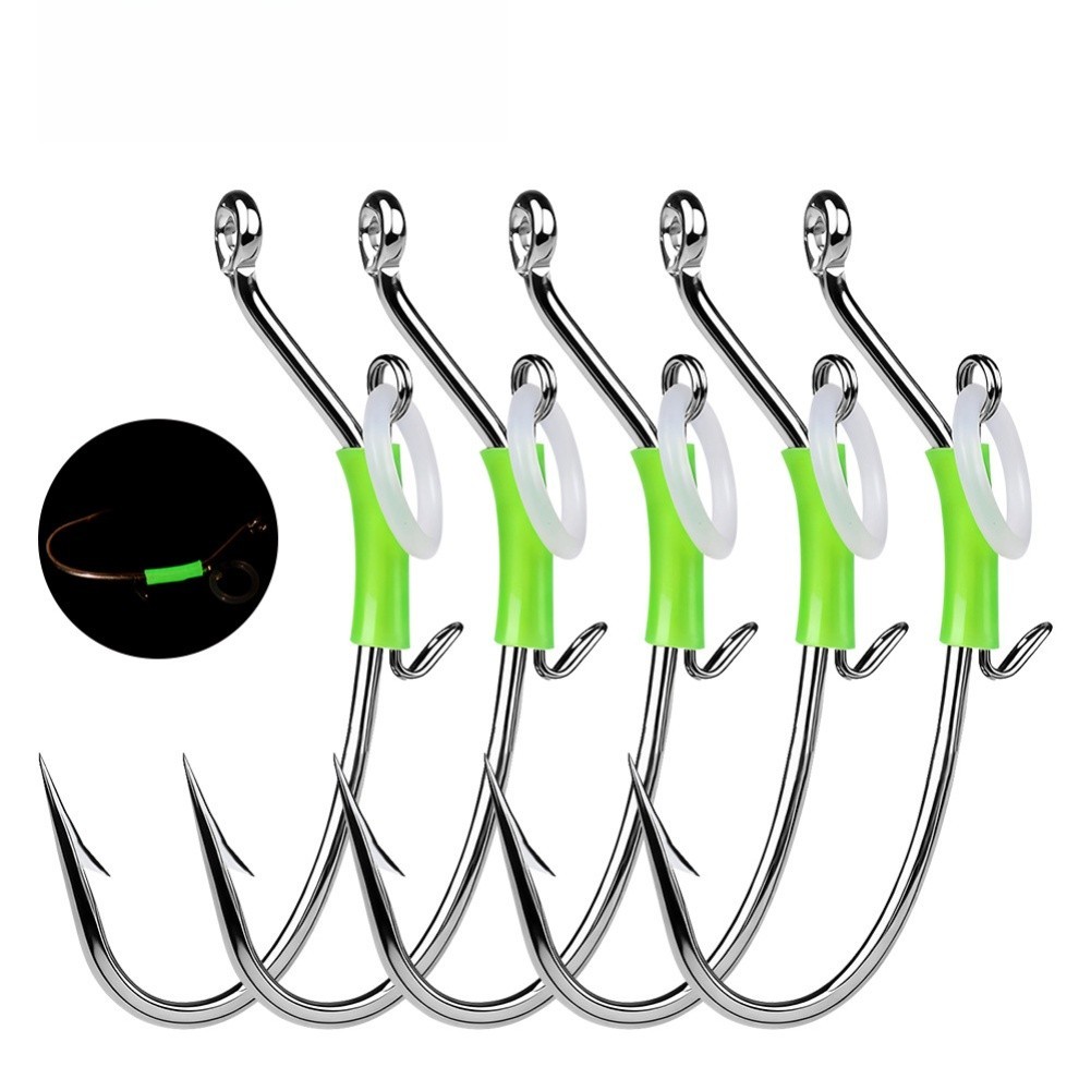 [GIGGLE] 10 Chiếc Dạ Quang Sống Tôm Móc Thép Carbon Sống Mồi Câu Cá Cho Grouper