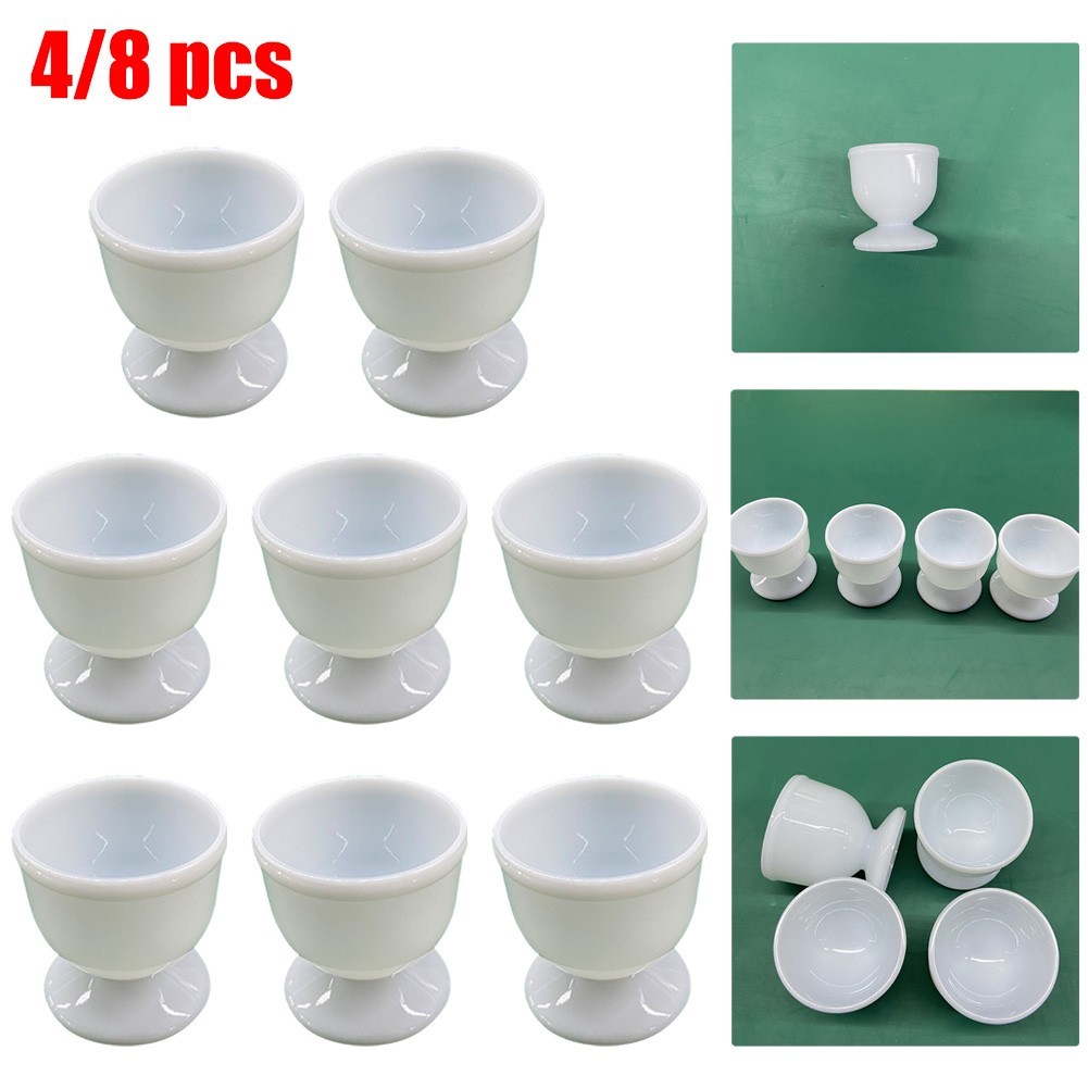[GIGGLE] 4 / 8pc Hộp đựng trứng trắng Hộp đựng trứng luộc mềm cứng Cốc ăn sáng nhà bếp