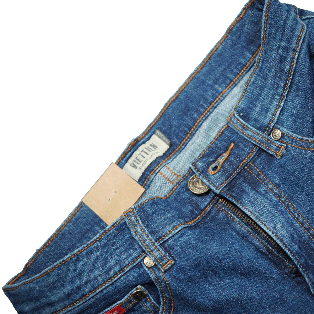 VIETTIEN SALE - QUẦN JEAN VIETTIEN, Màu Xanh, Họa Tiết Trơn, Form Regular Fit Chất liệu cao cấp