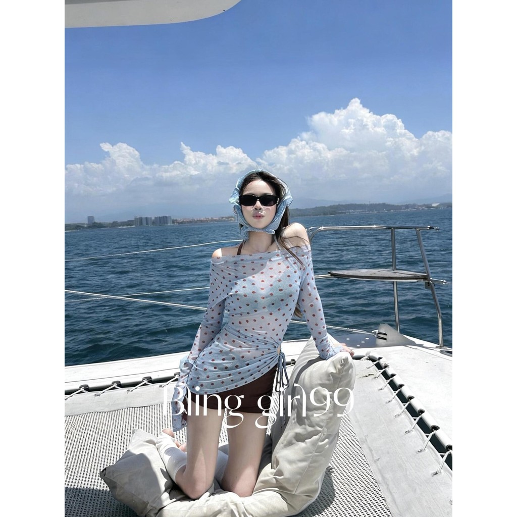 Hơi Béo Kích Thước Lớn Bảo Thủ Ngoài Vai Retro Xếp Ly Mỏng Hơn Nhìn Niche Thiết Kế Chia Đồ Bơi Nữ Kỳ Nghỉ Nóng Phong Cách Mùa Xuân