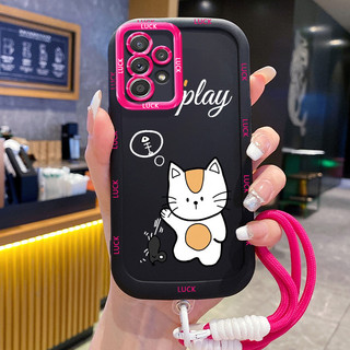 Ốp Lưng Samsung A52 4G A52 5G A52s 5G A13 5G A04s A23 5G M23 F23 A32 4G A33 5G A53 5G Case Mèo đáng yêu Với Lanyard