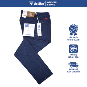 VIETTIEN SALE - QUẦN JEAN VIETTIEN, Màu Xanh, Họa Tiết Trơn, Form Regular Chất liệu cao cấp