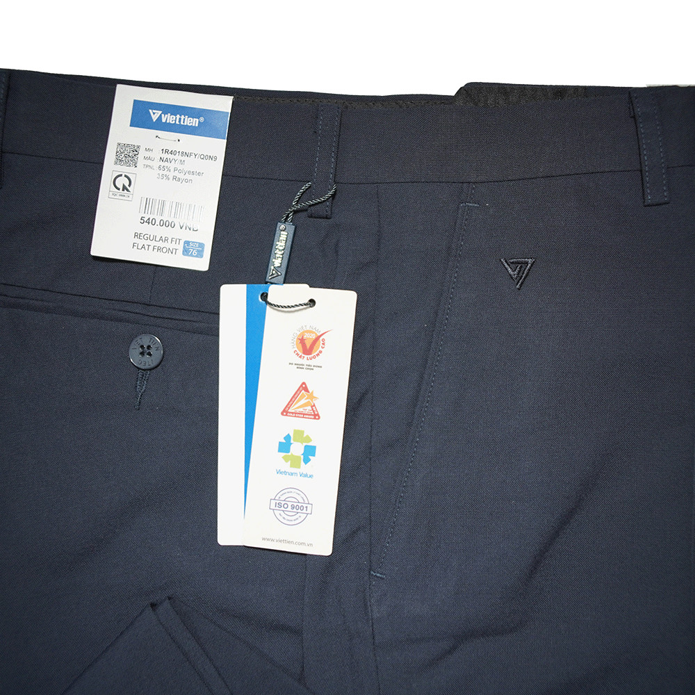 VIETTIEN SALE - QUẦN TÂY VIETTIEN, Màu Xanh Navy, Họa Tiết Trơn, Form Regular Fit, Không Ly Chất liệu cao cấp