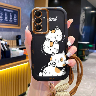 Ốp Lưng Samsung A16 4G A16 5G A15 4G A15 5G A14 5G A14 4G A24 A25 5G A34 5G A54 5G A35 5G Case Mèo đáng yêu Với Lanyard