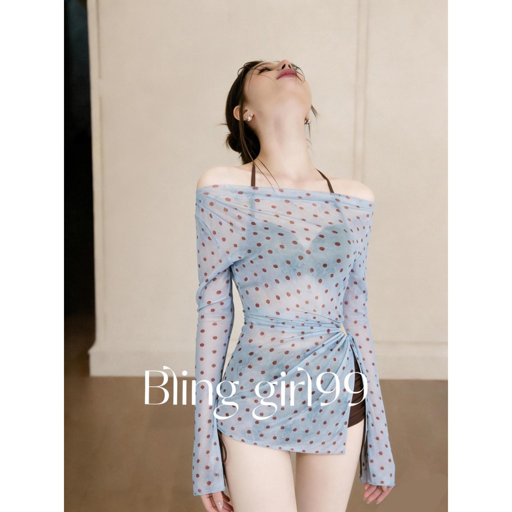 Hơi Béo Kích Thước Lớn Bảo Thủ Ngoài Vai Retro Xếp Ly Mỏng Hơn Nhìn Niche Thiết Kế Chia Đồ Bơi Nữ Kỳ Nghỉ Nóng Phong Cách Mùa Xuân