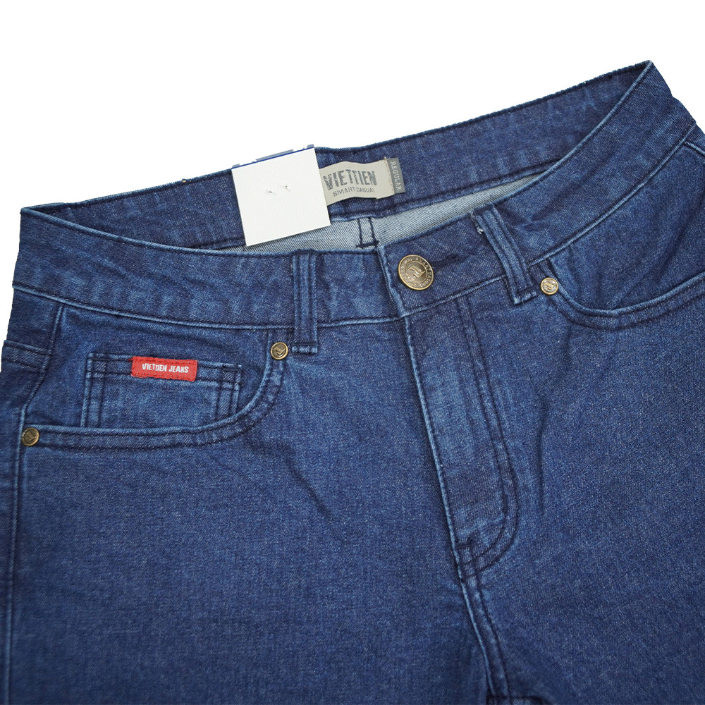 VIETTIEN SALE - QUẦN JEAN VIETTIEN, Màu Xanh, Họa Tiết Trơn, Form Regular Chất liệu cao cấp