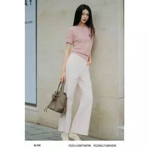 Quần denim suông màu hồng thiết kế Elise O2O mã FS2506171BPDEPK