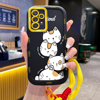 Ốp Lưng Samsung A52 4G A52 5G A52s 5G A13 5G A04s A23 5G M23 F23 A32 4G A33 5G A53 5G Case Mèo đáng yêu Với Lanyard