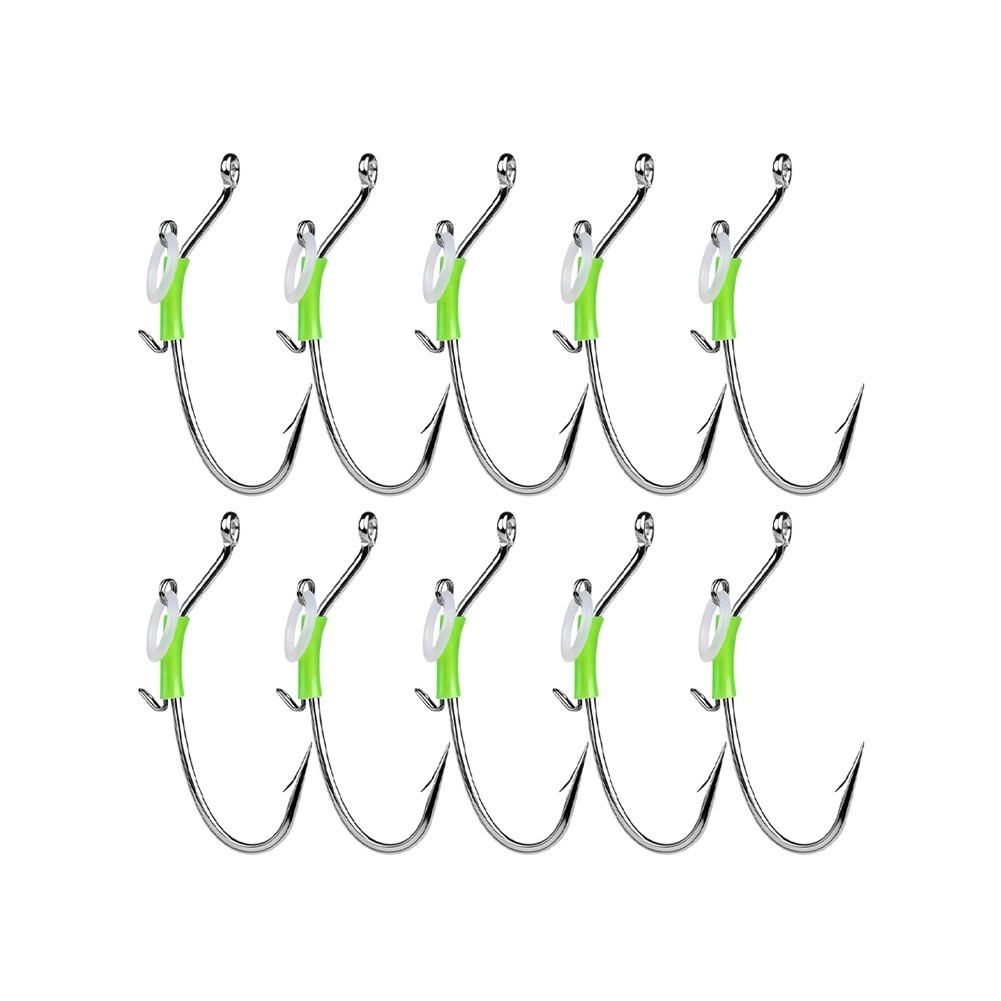 [GIGGLE] 10 Chiếc Dạ Quang Sống Tôm Móc Thép Carbon Sống Mồi Câu Cá Cho Grouper