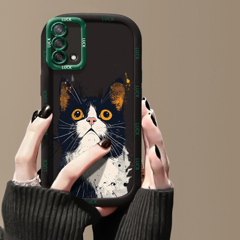 Ốp Lưng OPPO A74 A95 F19 F19s Reno 6 Lite Case Mèo Sáng tạo Dễ thương