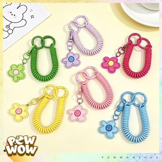 Dây Lò Xo Trang Trí Nhựa PVC Charm Hoa Pastel Dùng Gắn Bao Thẻ Móc Khoá Điện Thoại Không Đeo Cổ