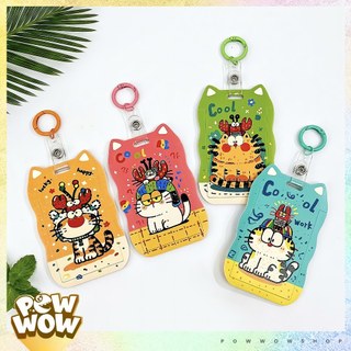 Bao Đựng Thẻ Nhân Viên Nhựa ABS Dọc Dạng Trượt Hoạ Tiết Mèo Cat Tai Mèo Gợn Sóng Pastel Cute
