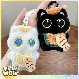 Móc Khoá Vải Bông Phong Cách Nhân Vật Hoạt Hình Black White Cat Fish Mèo Cá Đen Trắng Đáng Yêu Cute