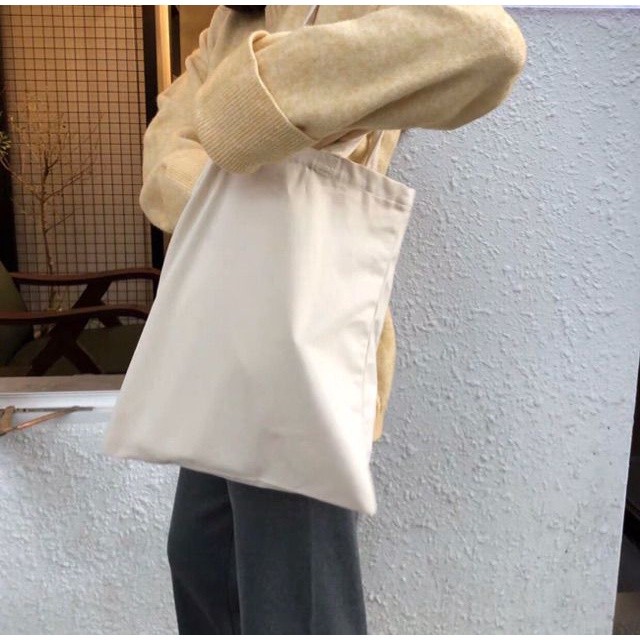 Túi vải tote nữ Canvas trơn Trắng KHÔNG khoá miệng SIZE 35x40 cm a-tota1960004