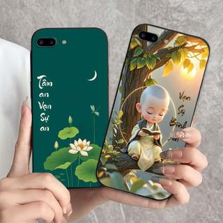 Ốp lưng iPhone 6 6s 7 7p 8 8p Plus In hình thư pháp,tâm an, an nhiên,chú tiểu mềm bảo vệ camera