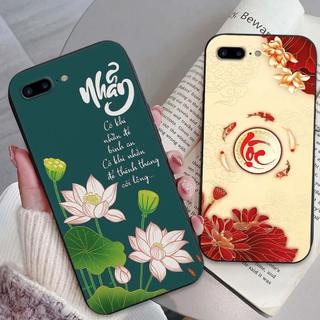 Ốp lưng iPhone 6 6s 7 7p 8 8p Plus In hình thư pháp,tâm an, an nhiên,chú tiểu mềm bảo vệ camera