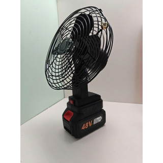 Quạt Tích Điện Để Bàn Lồng Sắt 4 Cánh 21Cm Pin 10 Cell 2 Chế Độ Gió Kèm Pin 48Vf