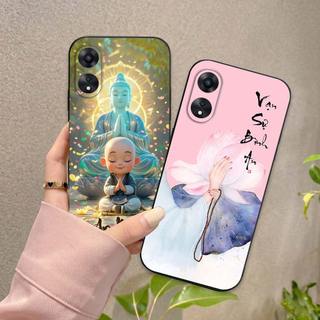 Ốp lưng Oppo A58 / A78 4G / A98 5G In hình thư pháp,tâm an, an nhiên,chú tiểu mềm bảo vệ camera