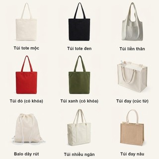 Túi Vải Canvas Trơn Đủ Loại Có Chú Thích Dễ Chọn - Túi Tote Bố Đay Mộc Đi Học Đi Làm Tự In Thêu