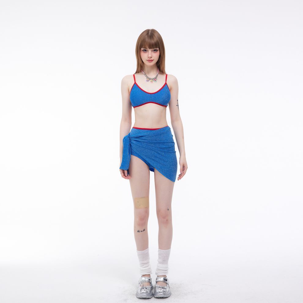 Mới Hot Girl Cao Cấp Retro Ngôi Sao Cùng Phong Cách Chu Yutong Bikini Chia Ba Mảnh Đồ Bơi Nữ-