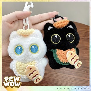 Móc Khoá Vải Bông Phong Cách Nhân Vật Hoạt Hình Black White Cat Fish Mèo Cá Đen Trắng Đáng Yêu Cute