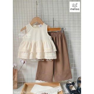 MLSBCC.7376 - Bộ Melisa áo ren kem + quần nâu ren size 2-12y